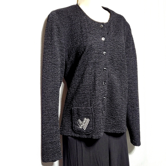 Vintage Virginie Paris Jet Black Boucle Jacket (M/12/14) - Picture 3 of 10